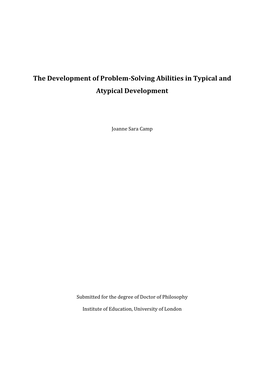 The Development of Problem-Solving Abilities in Typical and Atypical Development