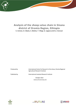 Analysis of the Sheep Value Chain in Sinana District of Oromia Region, Ethiopia S