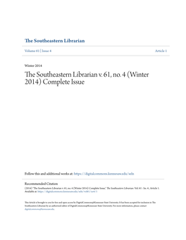 The Southeastern Librarian V. 61, No. 4