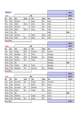 Boys Fixtures