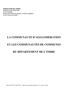 La Communaute D'agglomeration Et Les Communautés De Communes Du Département De L'indre