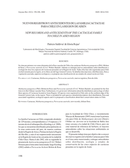 Nuevos Registros Y Antecedentes De La Familia Cactaceae Para Chile En La Region De Aisen
