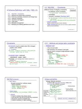 4 Schema Definition with SQL / DDL (II)