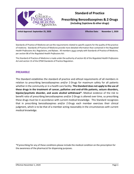 Standard of Practice Prescribing Benzodiazepines & Z-Drugs