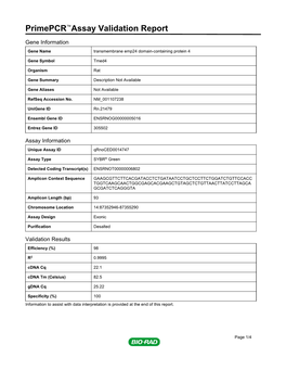 Primepcr™Assay Validation Report