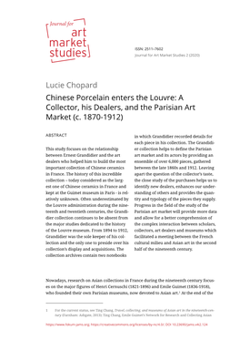 Lucie Chopard Chinese Porcelain Enters the Louvre: a Collector, His Dealers, and the Parisian Art Market (C