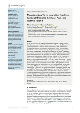 Macrofungi on Three Nonnative Coniferous Species Introduced 130