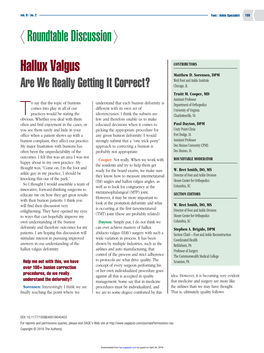 Hallux Valgus CONTRIBUTORS Matthew D