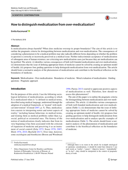 How to Distinguish Medicalization from Over-Medicalization?