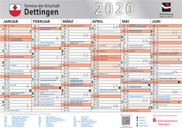 Dettingen 2020 JANUAR FEBRUAR MÄRZ APRIL MAI JUNI Maifeiertag · Himai-Fest Frommenh