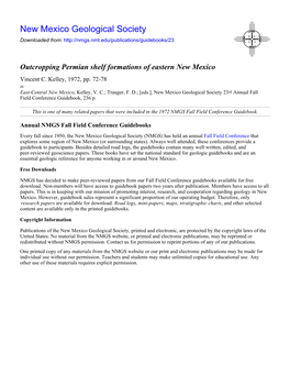 Outcropping Permian Shelf Formations of Eastern New Mexico Vincent C