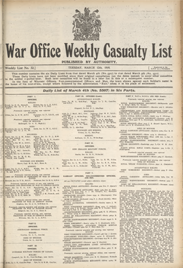 'War Office Weekly Casualty List 1