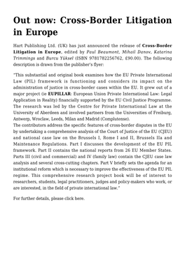 Cross-Border Litigation in Europe