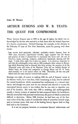 Arth.Ur Symons and Wb Yeats