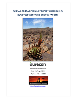 Fauna & Flora Specialist Impact Assessment: Nuweveld West Wind