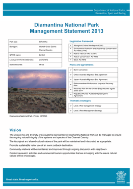 Diamantina National Park Management Statement 2013