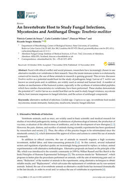 An Invertebrate Host to Study Fungal Infections, Mycotoxins and Antifungal Drugs: Tenebrio Molitor