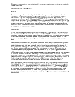 Effects of Ring Substituents on Electrocatalytic Activity of Manganese Phthalocyanines Towards the Reduction of Molecular Oxygen