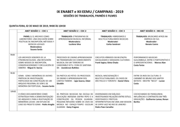 IX ENABET E XII EEMU / CAMPINAS - 2019 SESSÕES DE TRABALHOS, PAINÉIS E FILMES