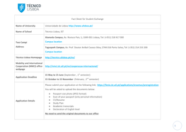 1 Fact Sheet for Student Exchange Name of University Universidade