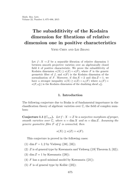 The Subadditivity of the Kodaira Dimension for Fibrations of Relative