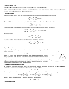 Schrödinger Equation in Spherical Coordinate System and Angular
