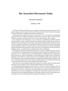 Anarchist Movement Today