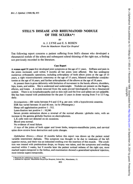 STILL's DISEASE and RHEUMATOID NODULE of the SCLERA*T by A