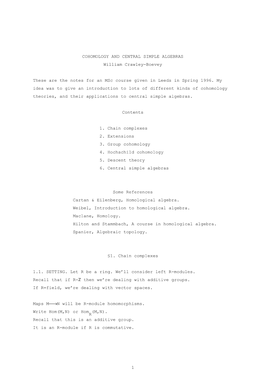 COHOMOLOGY and CENTRAL SIMPLE ALGEBRAS William Crawley-Boevey