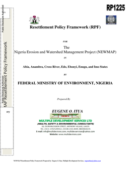 Resettlement Policy Framework (RPF)