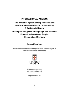 PROFESSIONAL AGEISM: the Impact of Ageism Among Research and Healthcare Professionals on Older Patients: a Systematic Review