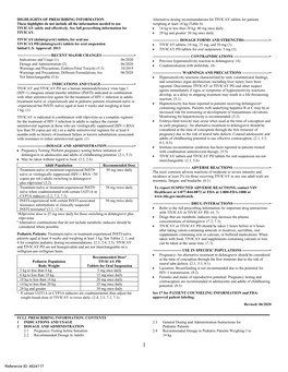 TIVICAY PD (Dolutegravir) Tablets for Oral Suspension • TIVICAY Tablets: 10 Mg, 25 Mg, and 50 Mg (3) Initial U.S