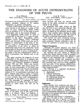 The Diagnosis of Acute Osteomyelitis of the Pelvis Alan Morgan, Alan K