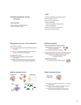 Population Heterogeneity, Structure, and Mixing