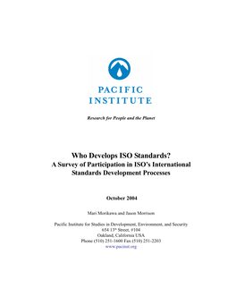 Who Develops ISO Standards? a Survey of Participation in ISO’S International Standards Development Processes