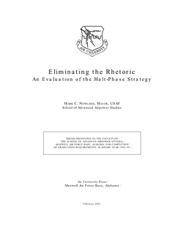 Eliminating the Rhetoric an Evaluation of the Halt-Phase Strategy