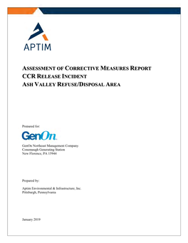 Assessment of Corrective Measures Report Ccr Release Incident Ash Valley Refuse/Disposal Area