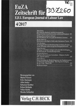 Zeitschrift Für EJIL European Journal of Labour Law