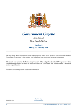 Government Gazette No 3 of Friday12 January 2018