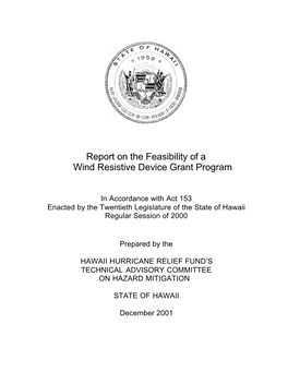 Report on the Feasibility of a Wind Resistive Device Grant Program