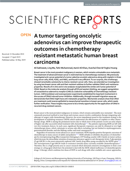 A Tumor Targeting Oncolytic Adenovirus Can Improve Therapeutic Outcomes