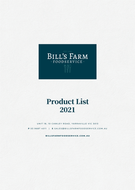 Product List 2021