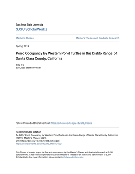 Pond Occupancy by Western Pond Turtles in the Diablo Range of Santa Clara County, California