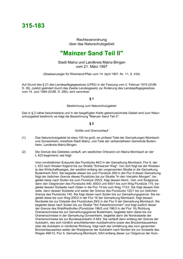 Rechtsverordnung Mainzer Sand Teil II