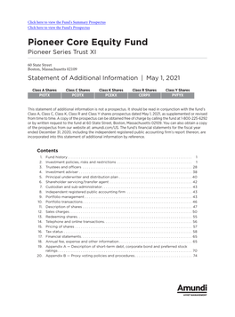 Pioneer Core Equity Fund Pioneer Series Trust XI