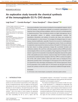 An Explorative Study Towards the Chemical Synthesis of the Immunoglobulin G1 Fc CH3 Domain