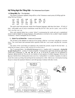 Hệ Thống Ngữ Âm Tiếng Việt – the Vietnamese Sound System