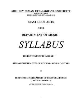 Syllabus of Hindustani Music (Vocal)