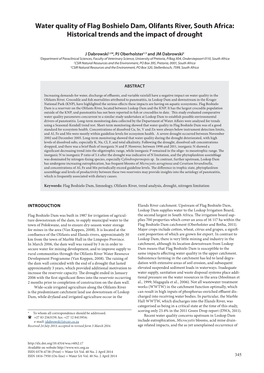 Water Quality of Flag Boshielo Dam, Olifants River, South Africa: Historical Trends and the Impact of Drought