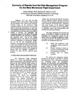 Summary of Results from the Risk Management Program for the Mars Microrover Flight Experiment